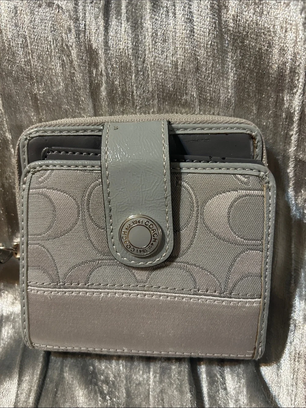 Coach Gray Signature Wallet and Card Case Set